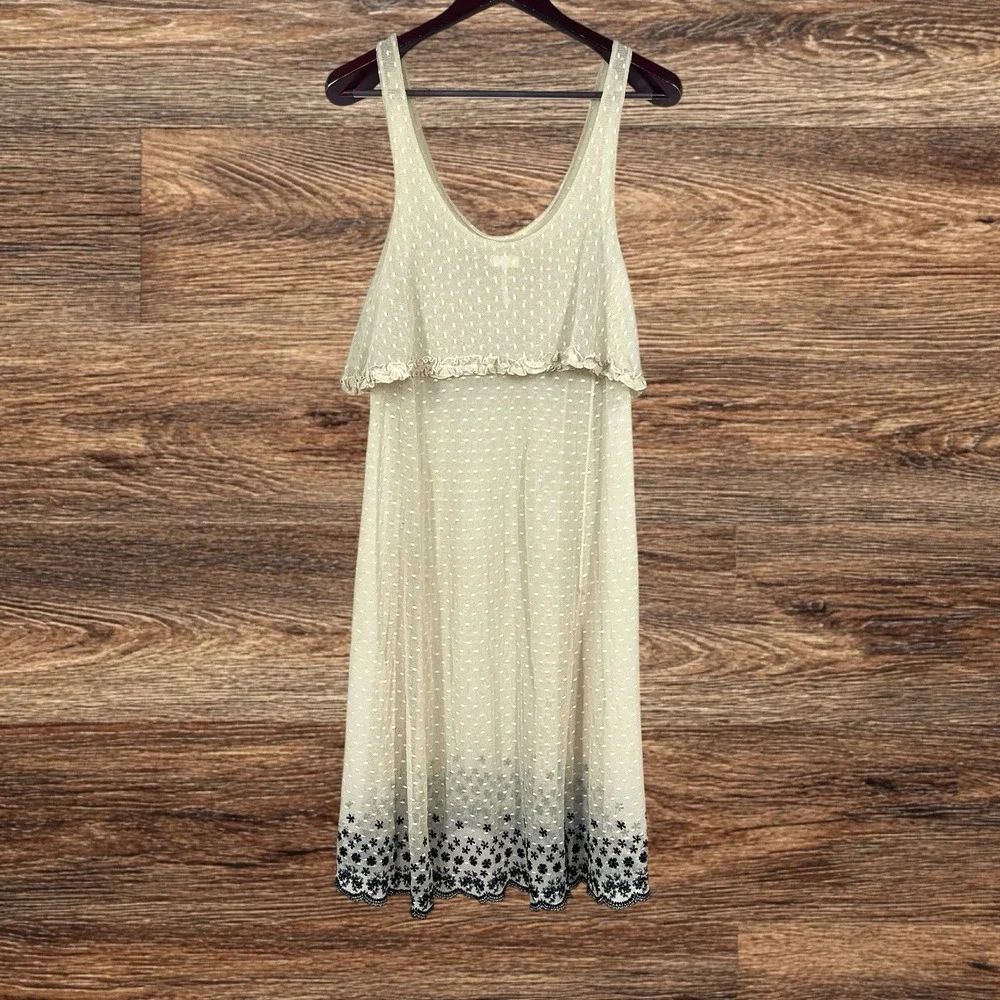 Intimately‎ Free People Swiss Dot Mesh Lace Slip Dress Size S Ivory Boho Fairy